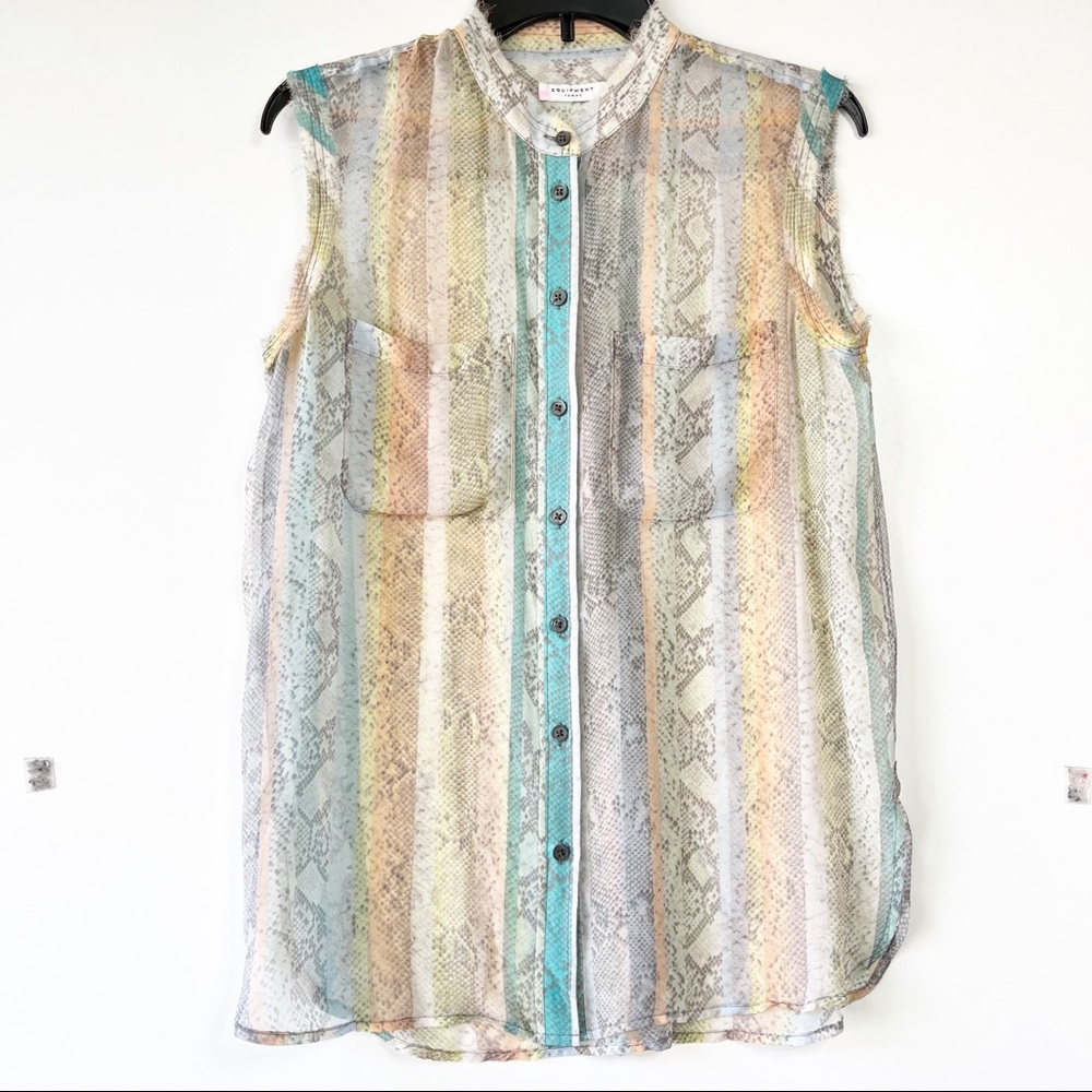 Equipment Skylar Rainbow Python Sleeveless Silk B… - image 2